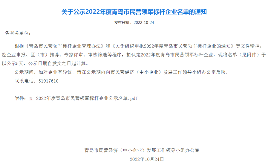 喜報！銳智智能入選青島市民營領(lǐng)軍標(biāo)桿企業(yè)